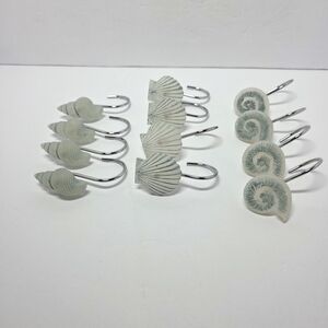 Coastal-Beach Shower‎ Curtain Hooks 12 pk -Coral & Shell Designs